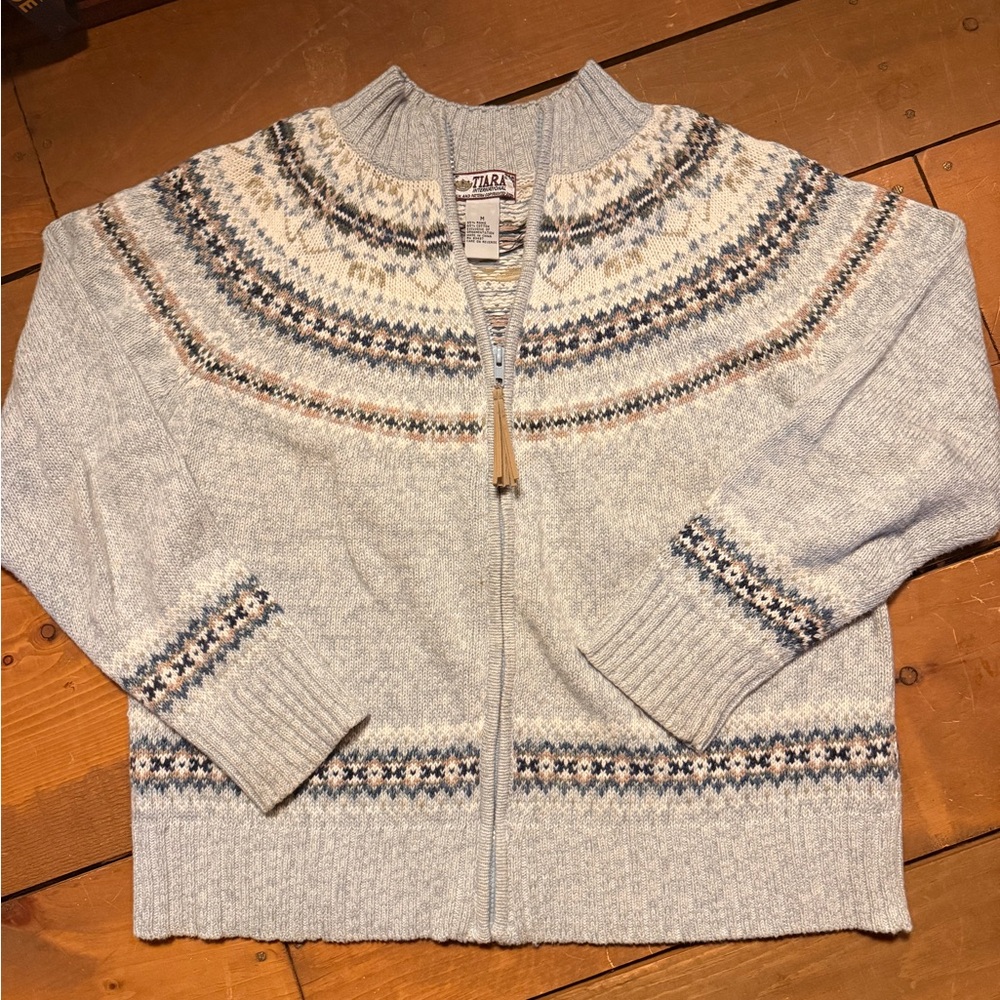 Tiara Wool Blend Light Gray Nordic Sweater